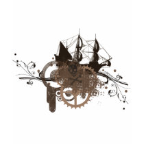 Steampunk pirate ship t-shirts