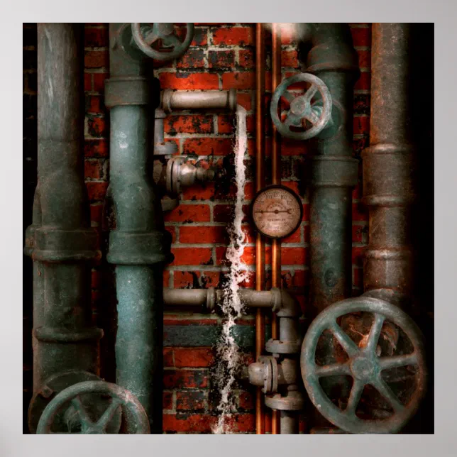 Steampunk Plumbing Pipes And Valves Poster Zazzle