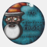 Steampunk Robo-Santa, gift tag Round Sticker