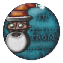 Steampunk Robo-Santa, gift tag stickers