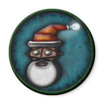 Steampunk Robo-Santa, round magnet by kasei_lee Steampunk Robo-Santa, round magnet