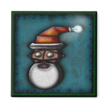 Steampunk Robo-Santa, square magnet by kasei_lee Steampunk Robo-Santa, square magnet