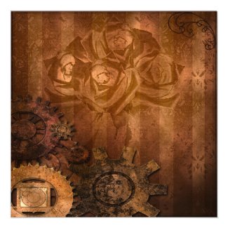 Steampunk Roses Goth Wedding set Custom Announcement