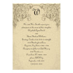 Steampunk Scroll Monogram Wedding Invitation