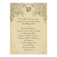 Steampunk Scroll Monogram Wedding Invitation