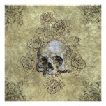 Steampunk Skull and Roses Goth Wedding Invitation