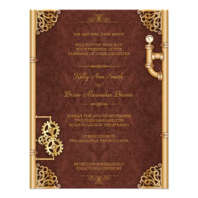 Steampunk Small Rectangular Invitation