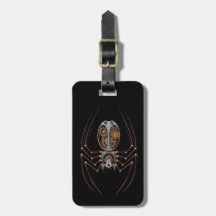 Steampunk Spider, black background Travel Bag Tag