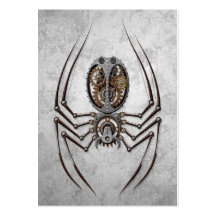 Steampunk Spider on Rough Steel Business Card Template
