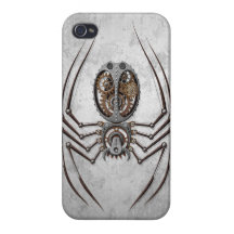 Steampunk Spider on Rough Steel Case For iPhone 4