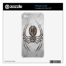Steampunk Spider on Rough Steel Decal For iPhone 4S