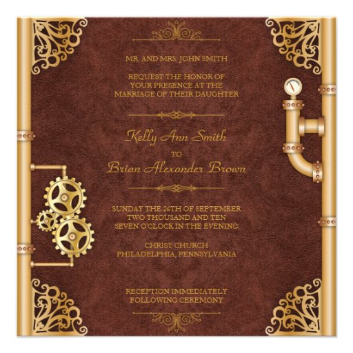 Steampunk Square Invitation