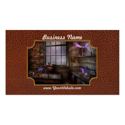 Steampunk - The Mad Scientist Business Card Template (front side)