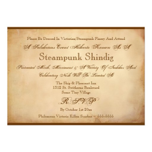 Steampunk Themed Party Custom Announcements