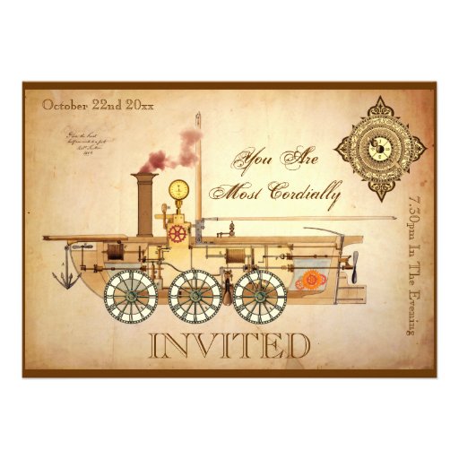 Steampunk Themed Party Custom Announcements