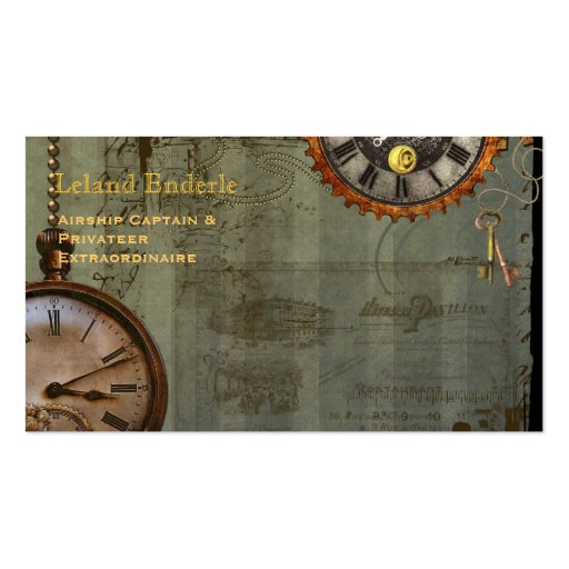 Steampunk Time Machine Business Profile Cards Business Cards (front side)