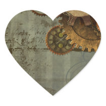 Steampunk Time Machine Gears Heart Sticker