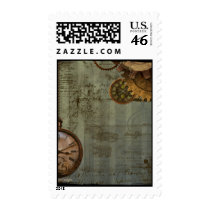 Steampunk Time Machine Postage Stamps