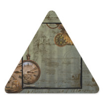 Steampunk Time Machine Triangle Stickers