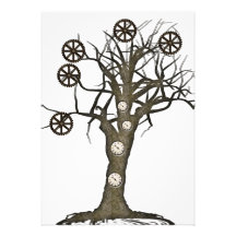 steampunk tree personalized invitation