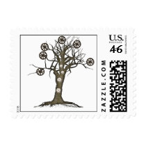 steampunk tree postage stamp