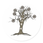 steampunk tree round stickers