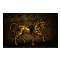 Steampunk Unicorn Damask Poster posters