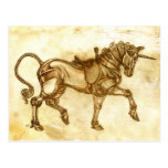 Steampunk Unicorn Sketch Post Card