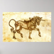 Steampunk Unicorn Sketch Poster