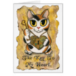 Steampunk Valentine Cat Heart Locket Key Art Card cards