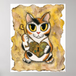 Steampunk Valentine Cat Heart Locket Key Art Print posters