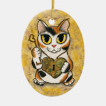 Steampunk Valentine Heart Locket Fantasy Cat Art O ornaments