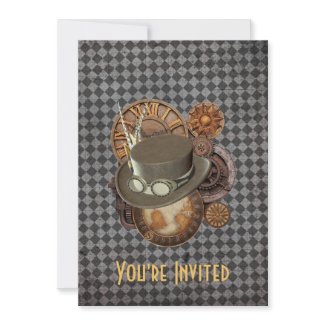 Steampunk Victorian Hats & Gears Invitation zazzle_invitation