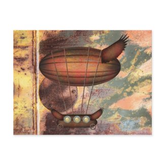 Steampunk Vintage Bronze Airship Postcard zazzle_postcard