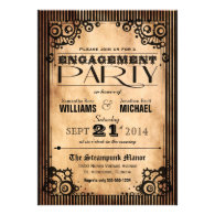 Steampunk Vintage Look Engagement Party Personalized Announcements