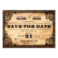Steampunk Vintage Look Save The Date Personalized Invitation