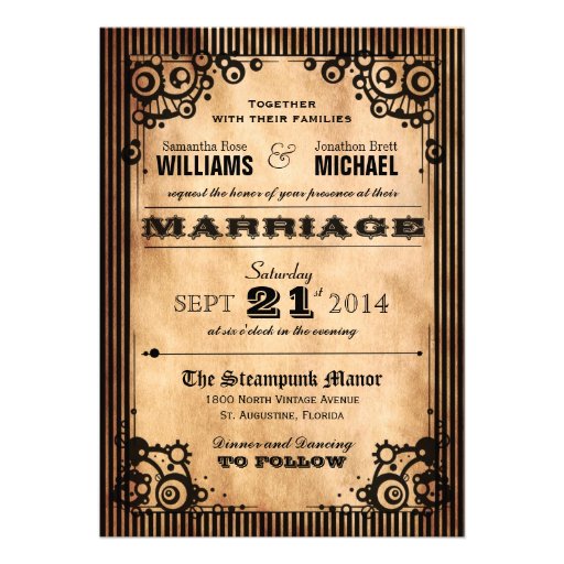 Steampunk Vintage Look Wedding Invitation