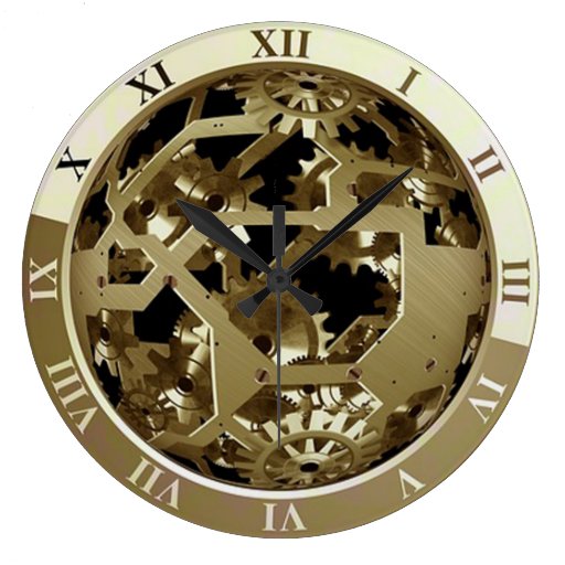 Steampunk Wall Clock showing gears and mechanism Zazzle