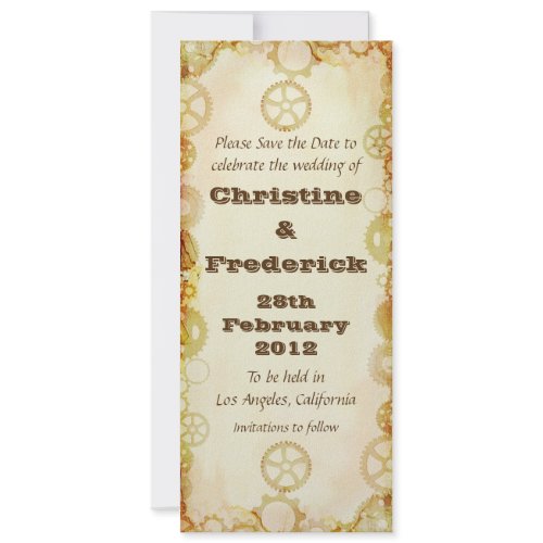 Steampunk Wedding, save the date announcement invitation
