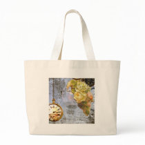 Steampunk & Yellow Roses Tote Bags