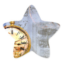 Steampunk & Yellow Roses Star Stickers