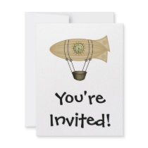 steampunk zeppelin airship personalized invitation