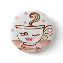 Steamy Coffee Cup Button by suncookiez Steamy Coffee Cup Button