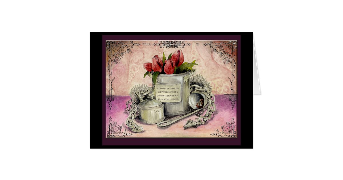 Steel 11th year Wedding Anniversary gift card Zazzle