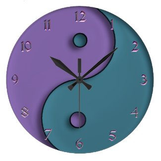 Steel Blue and Lavender Yin-Yang Symbol Clock