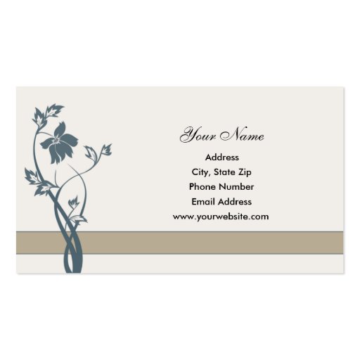Steel Blue Floral Business Cards (front side)