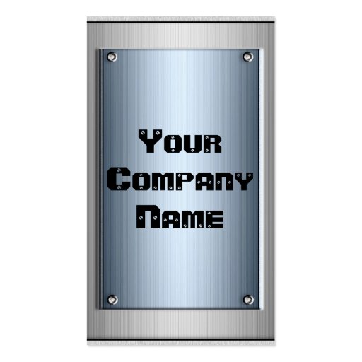 Steel Blue Metal Look Frame Business Cards (front side)
