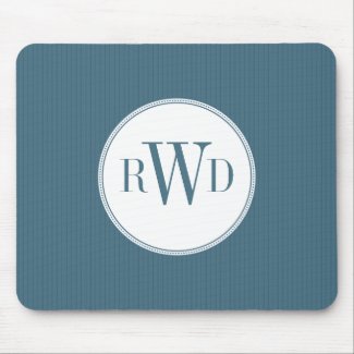 Steel Blue Pinstripe Monogram Mousepad mousepad
