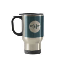 Steel Blue Pinstripe Monogram Mug