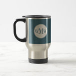 Steel Blue Pinstripe Monogram Mug